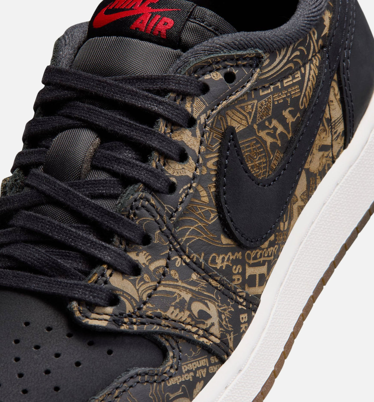 Air Jordan 1 Retro Low OG Grade School Sneakers – Laser Black/Varsity Red