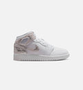 Air Jordan 1 Mid SE Grade School Sneakers – White/Field Silver