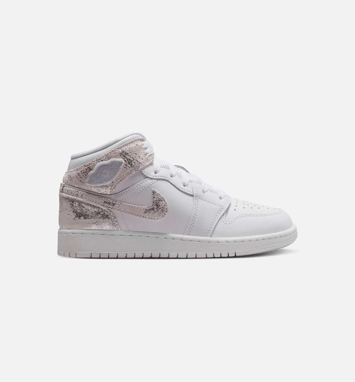 Air Jordan 1 Mid SE Grade School Sneakers – White/Field Silver