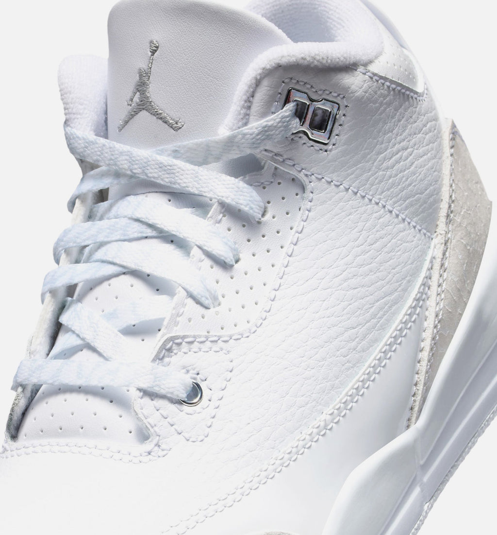 Air Jordan 3 Retro Preschool Sneakers – White/Metallic Silver