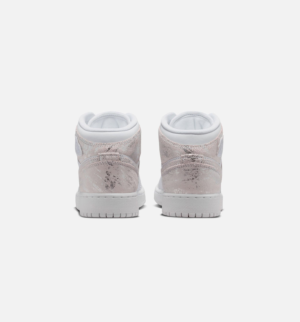 Air Jordan 1 Mid SE Grade School Sneakers – White/Field Silver