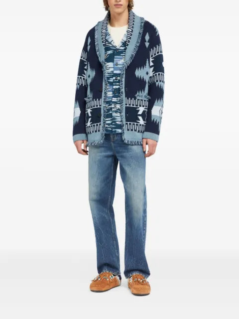 Alanui Icon jacquard fringed cardigan