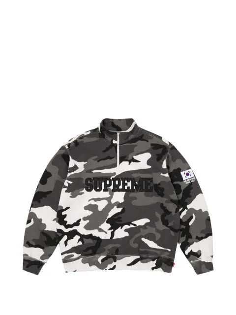 Supreme flag-detail half-zip camouflage-pattern sweatshirt