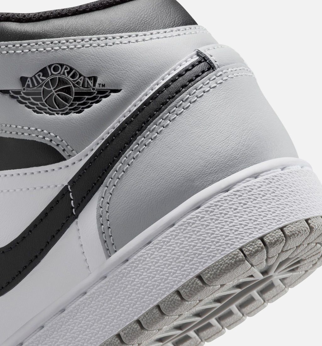 Air Jordan 1 Mid Grade School Sneakers – White/Light Smoke Grey