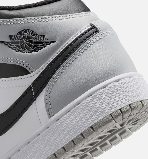 Air Jordan 1 Mid Grade School Sneakers – White/Light Smoke Grey
