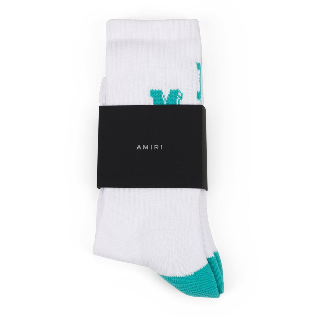 White/Teal Collegiate Tube Socks