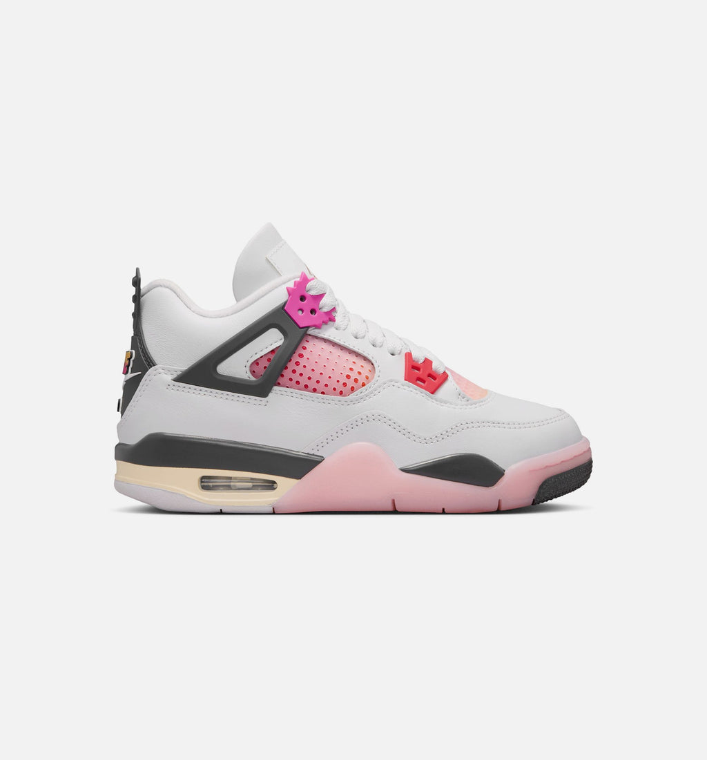 Air Jordan 4 Retro Comic Grade School Lifestyle Shoe - Off WhiteFire PinkAnthracite Free Shipping