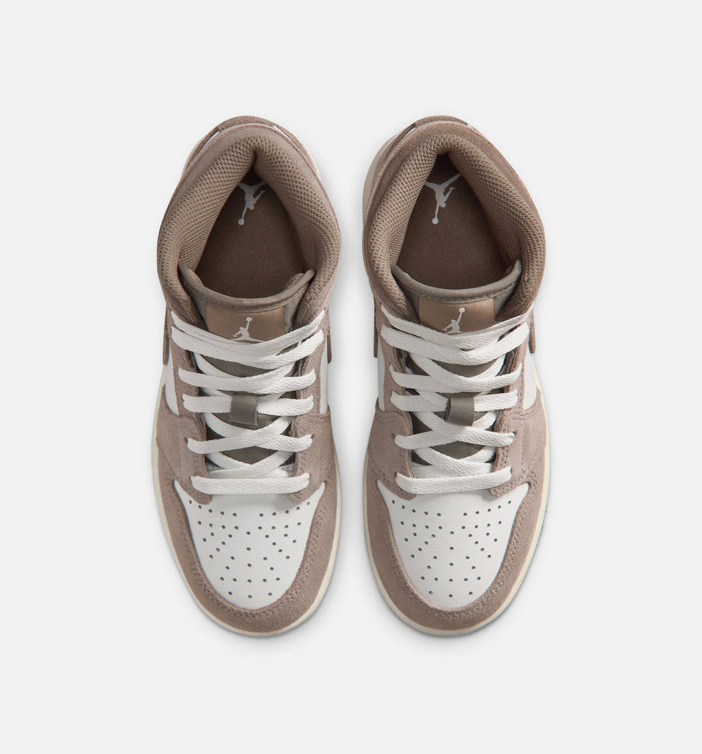 Air Jordan 1 Mid Grade School Sneakers – Enigma Stone/Olive Grey
