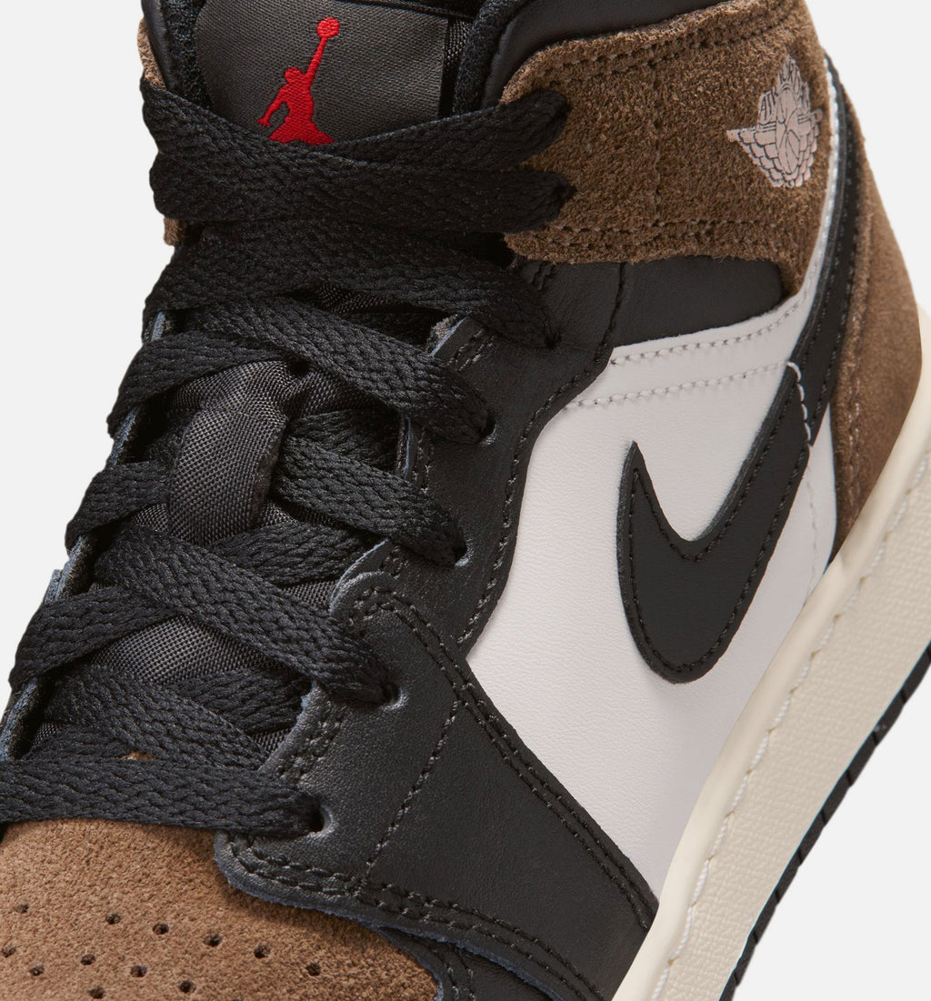 Air Jordan 1 Mid Grade School Sneakers – Black/Palomino