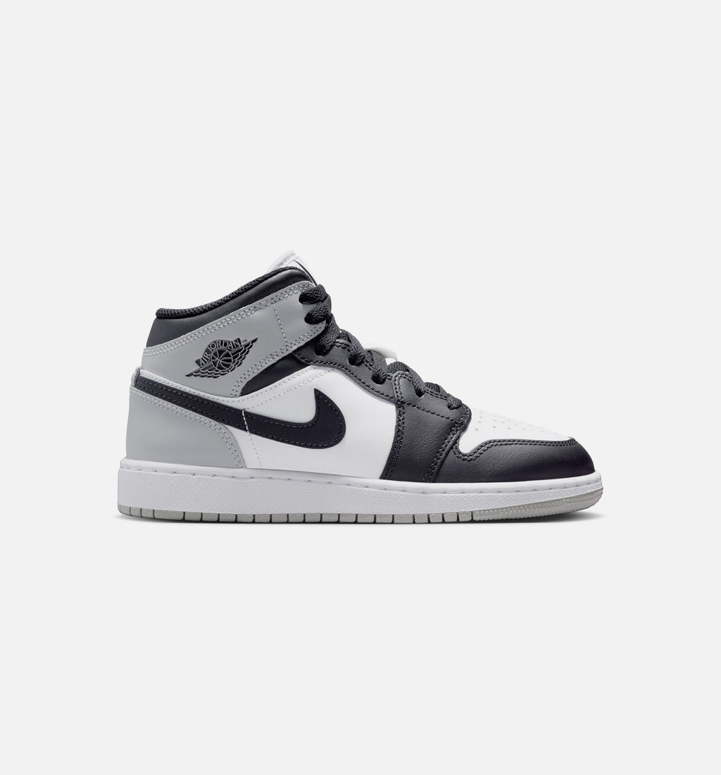Air Jordan 1 Mid Grade School Sneakers – White/Light Smoke Grey