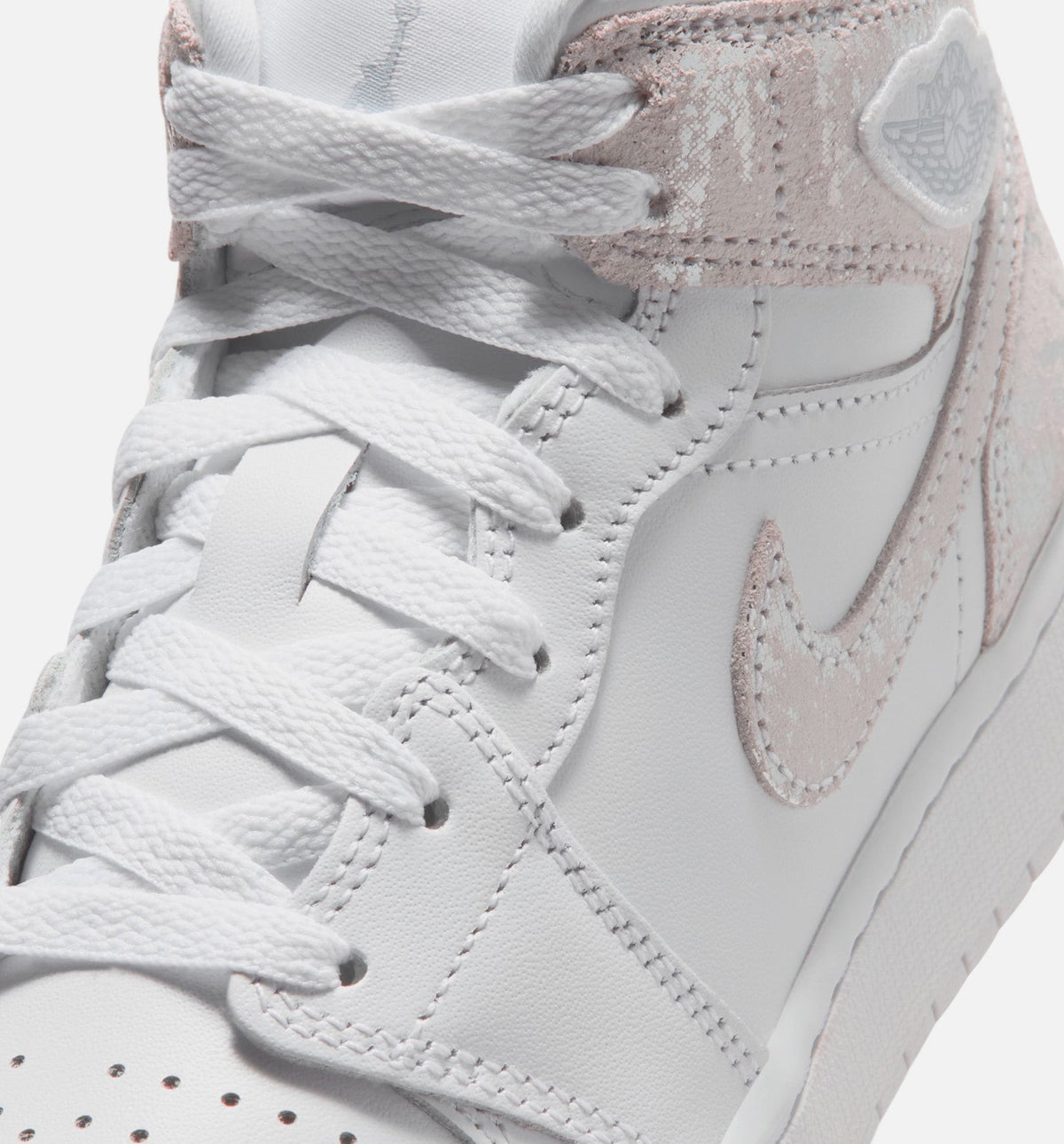Air Jordan 1 Mid SE Grade School Sneakers – White/Field Silver