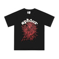 Sp5der Red Web & White Letter Graphic Black Short Sleeve T-Shirt