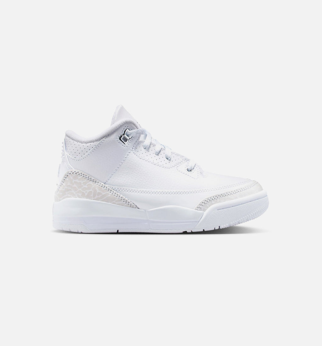 Air Jordan 3 Retro Preschool Sneakers – White/Metallic Silver