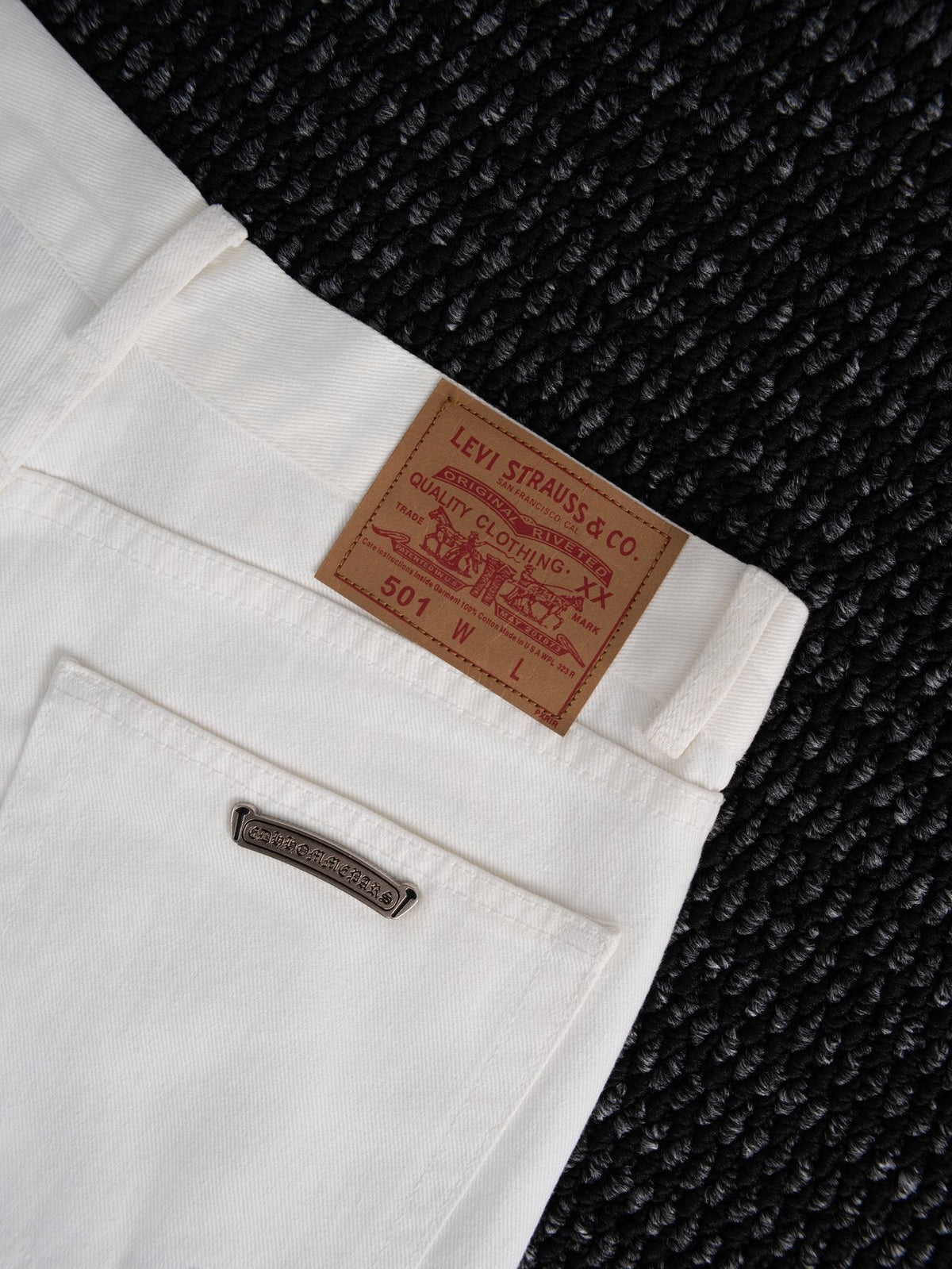 Chrome Hearts White Cross Patch Jeans