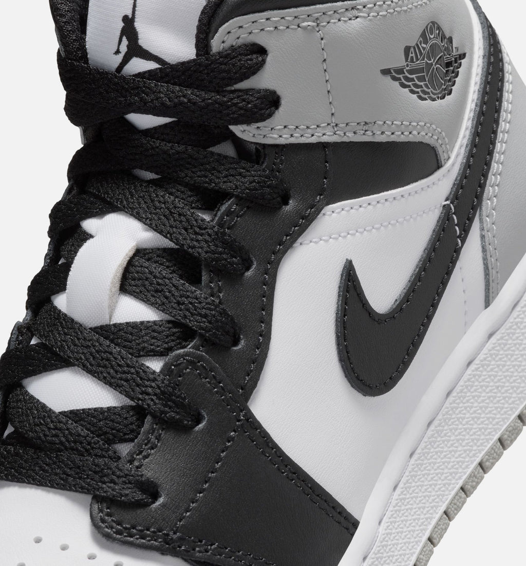Air Jordan 1 Mid Grade School Sneakers – White/Light Smoke Grey