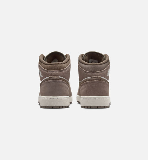 Air Jordan 1 Mid Grade School Sneakers – Enigma Stone/Olive Grey