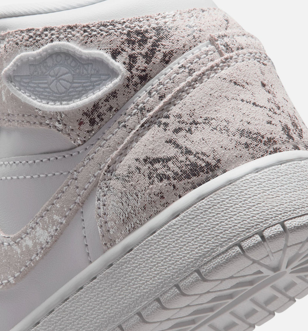 Air Jordan 1 Mid SE Grade School Sneakers – White/Field Silver