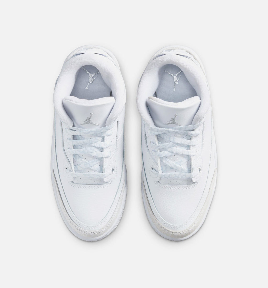 Air Jordan 3 Retro Preschool Sneakers – White/Metallic Silver