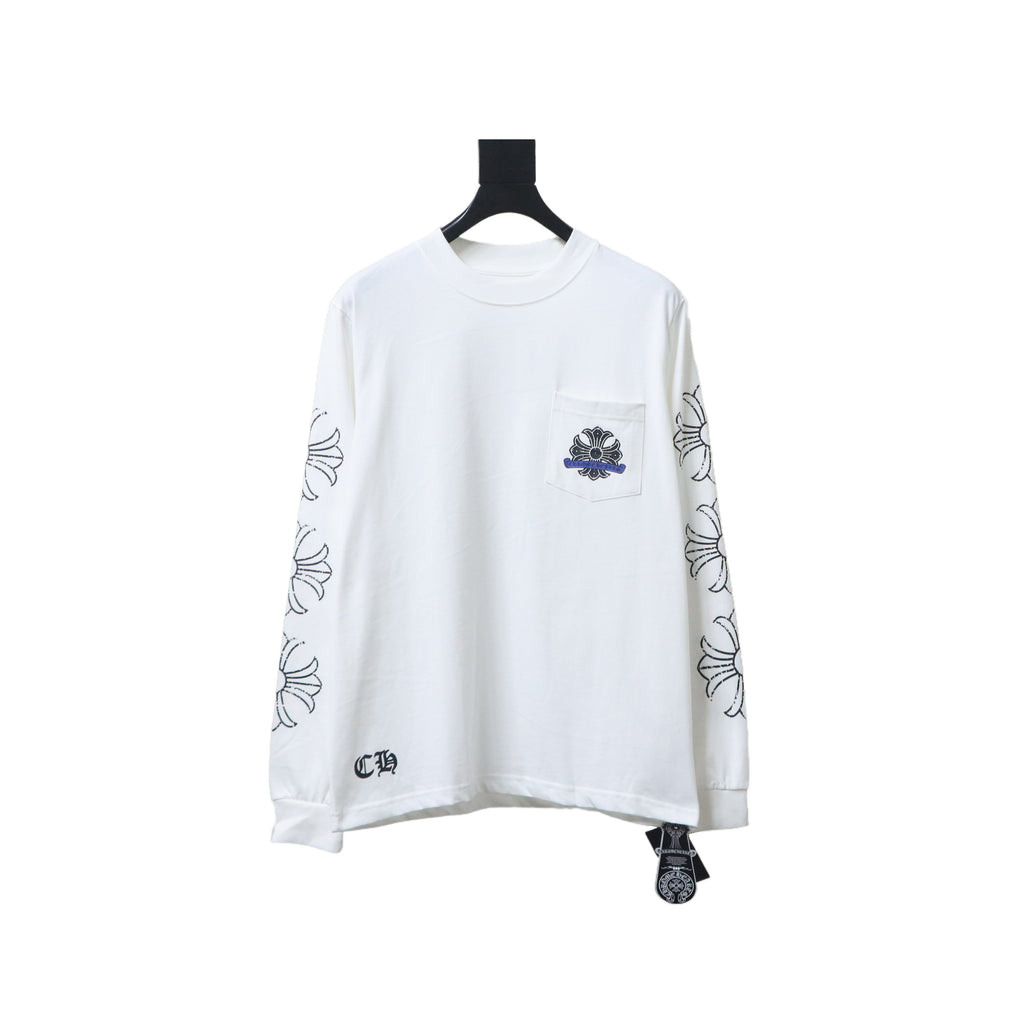 Chrome Hearts 25SS Distressed Horseshoe Round Neck Long Sleeves White