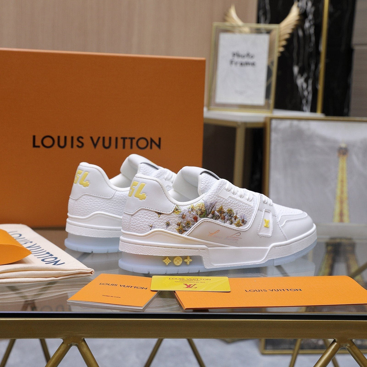 Louis Vuitton Embroidered White Low-Top Sneakers