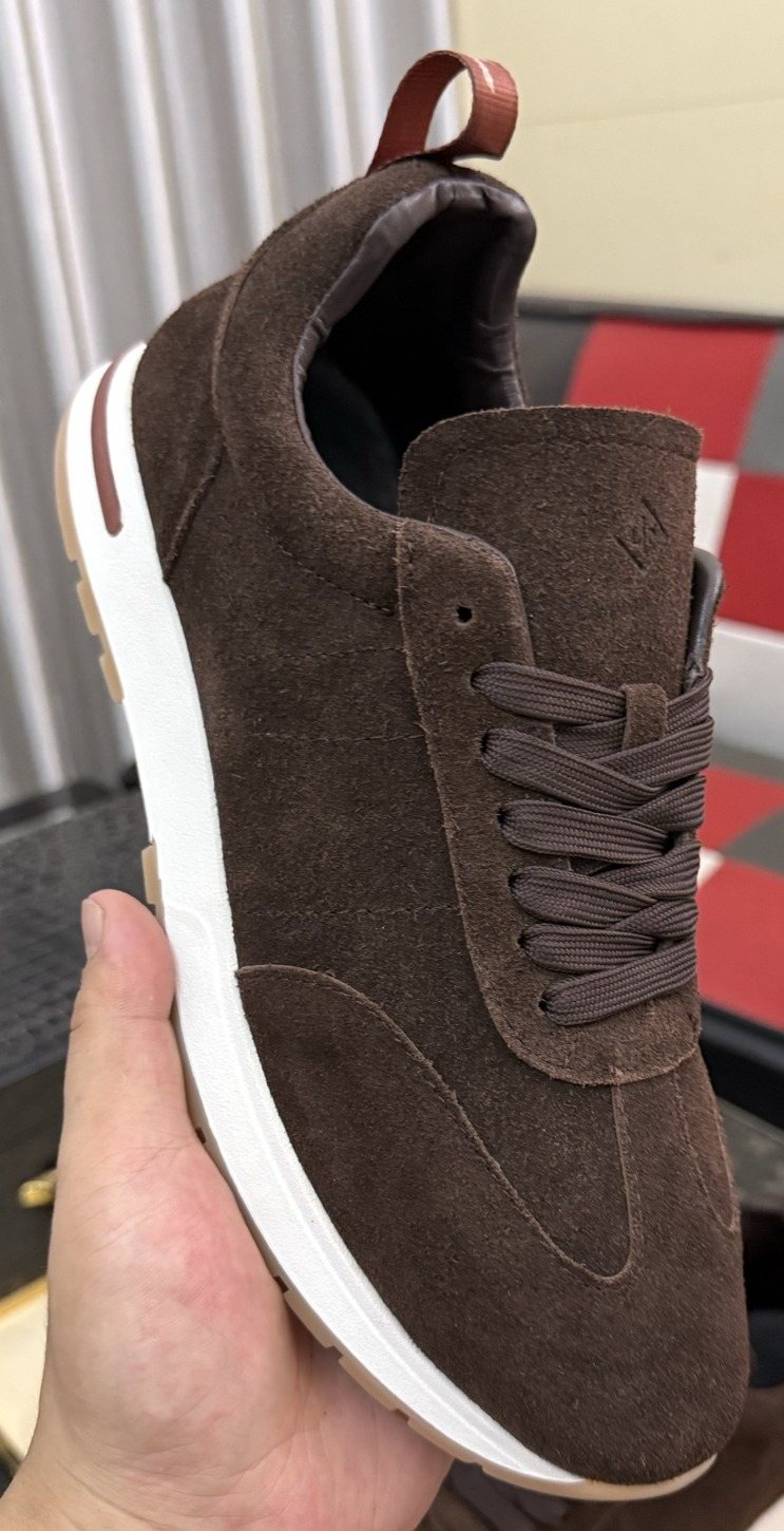 Dark Brown Lace-Up Sneakers with White Soles