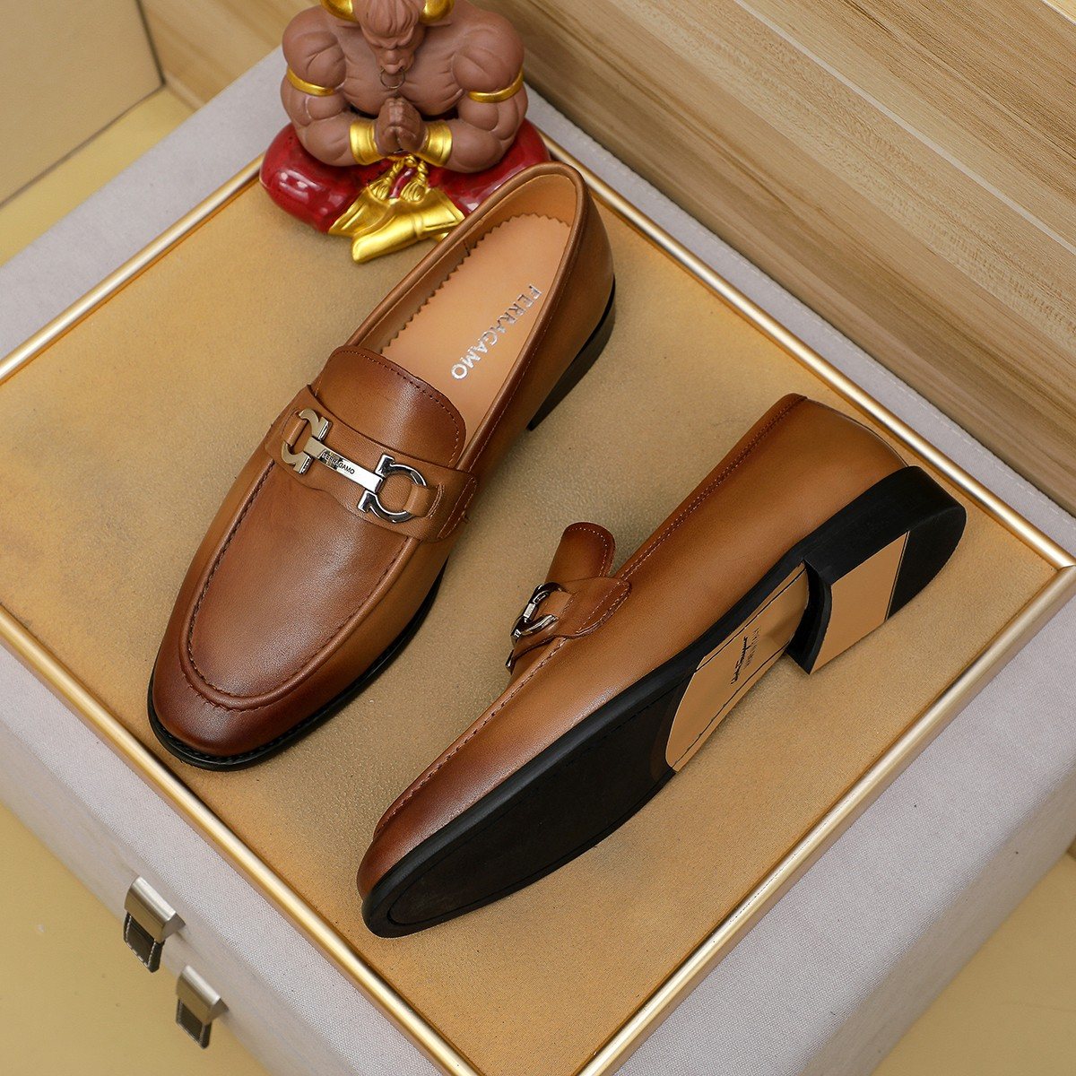 Ferragamo Brown Leather Bit Loafers