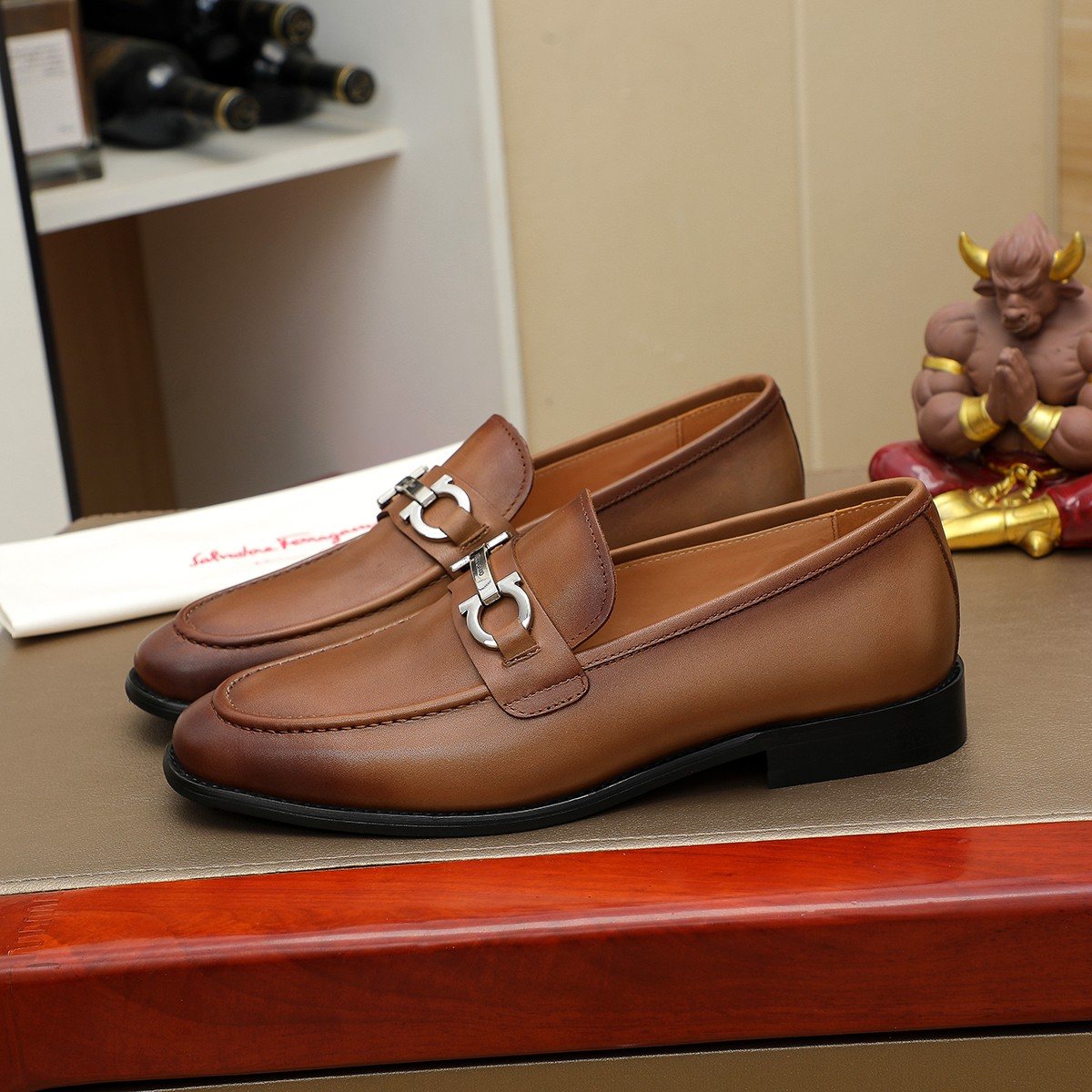 Ferragamo Brown Leather Bit Loafers