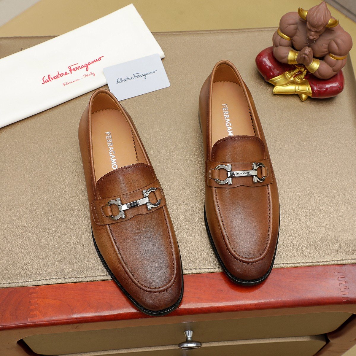 Ferragamo Brown Leather Bit Loafers