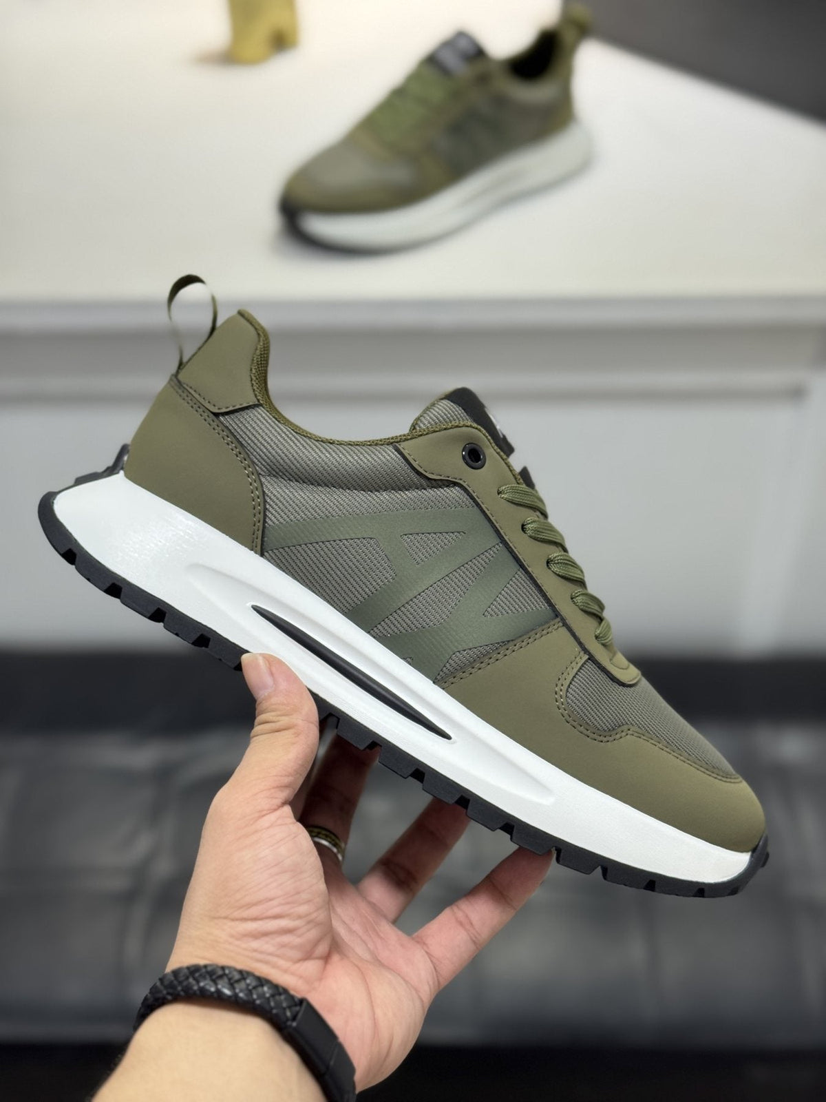 Armani Men's Graphic Side Lace-Up Sneakers