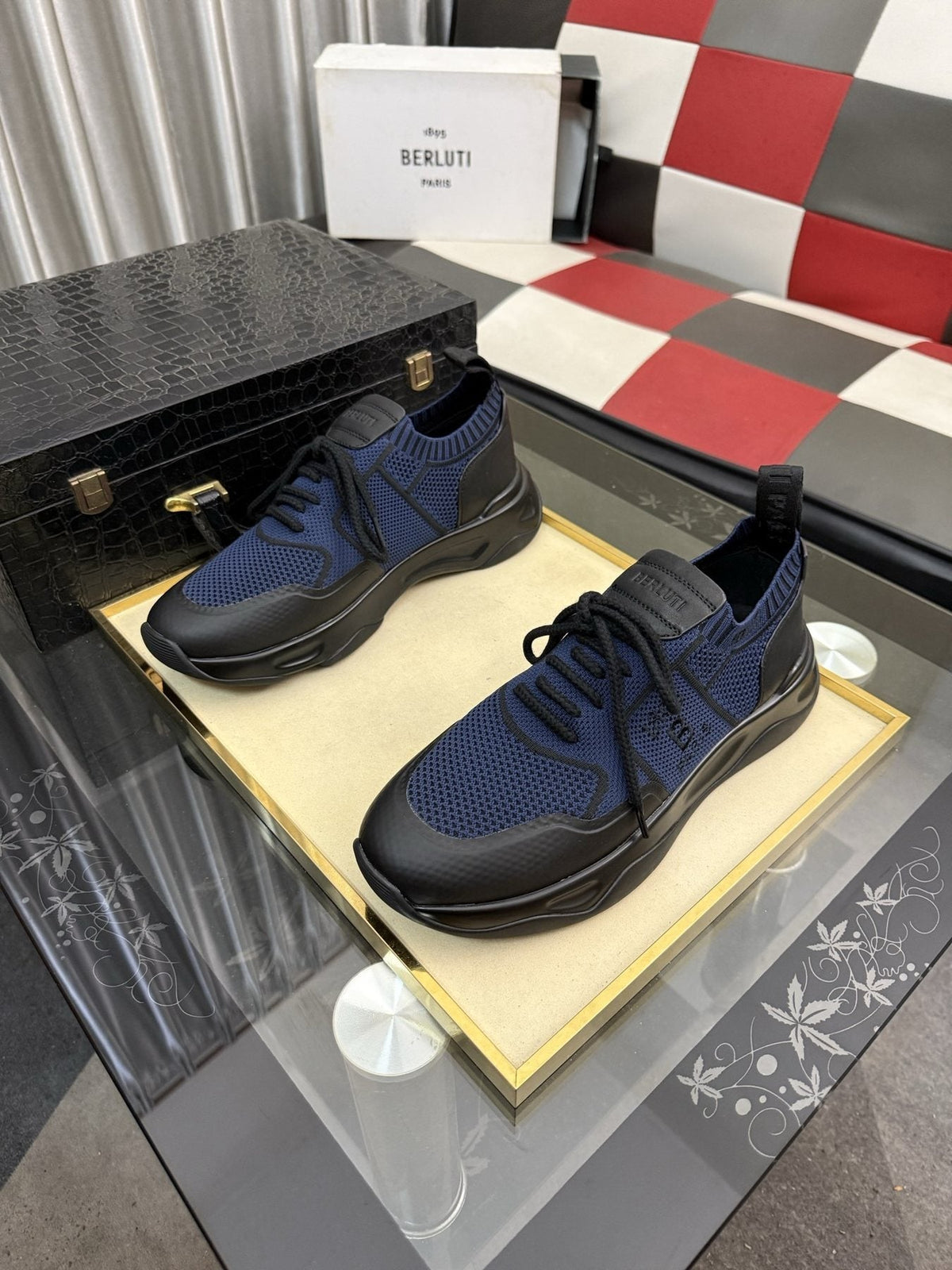 Berluti Men's Mesh Low-Top Sneakers