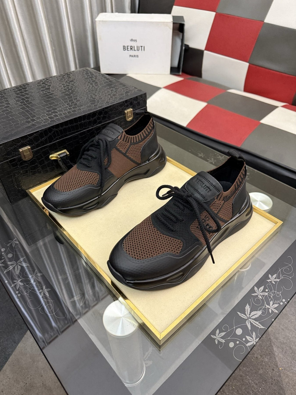 Berluti Men's Mesh Low-Top Sneakers