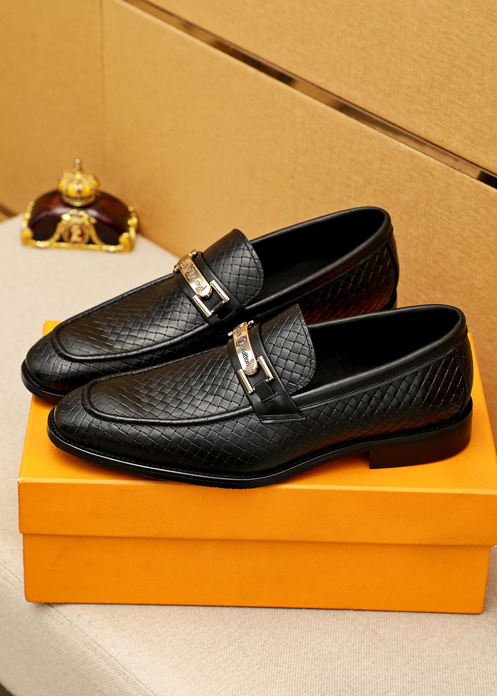 Louis Vuitton Embossed Buckle Loafers - Moc-Toe Stitching